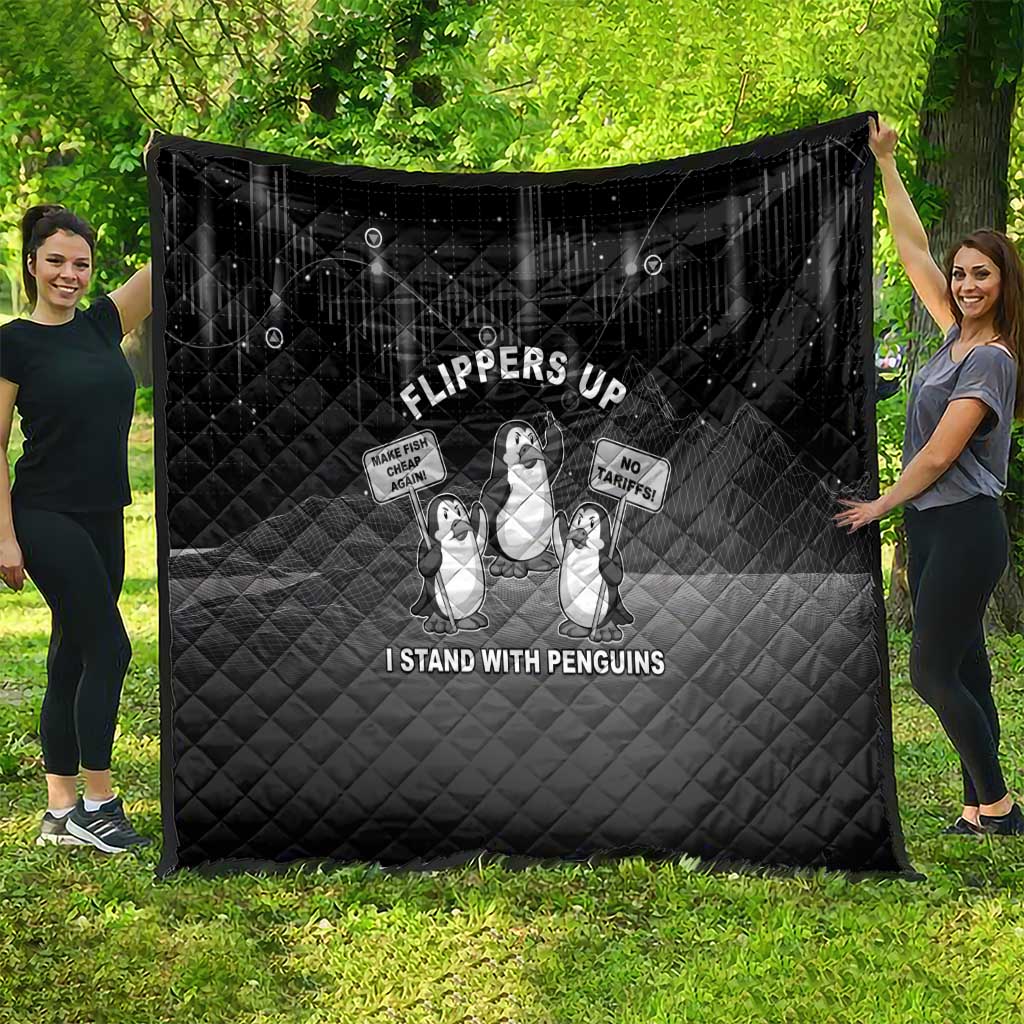 Funny Penguin Resist Quilt Flippers Up I Stand With Penguins
