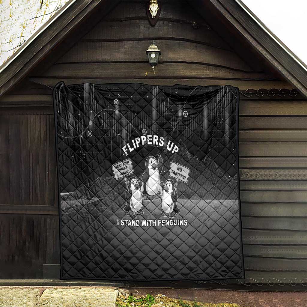 Funny Penguin Resist Quilt Flippers Up I Stand With Penguins