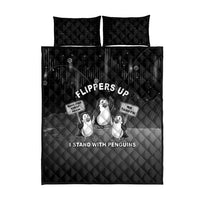 Funny Penguin Resist Quilt Bed Set Flippers Up I Stand With Penguins