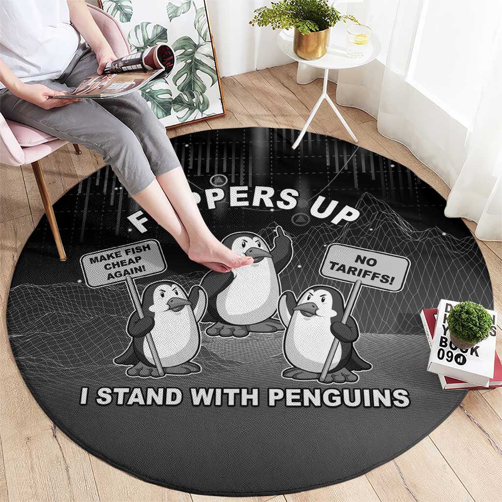 Funny Penguin Resist Round Carpet Flippers Up I Stand With Penguins
