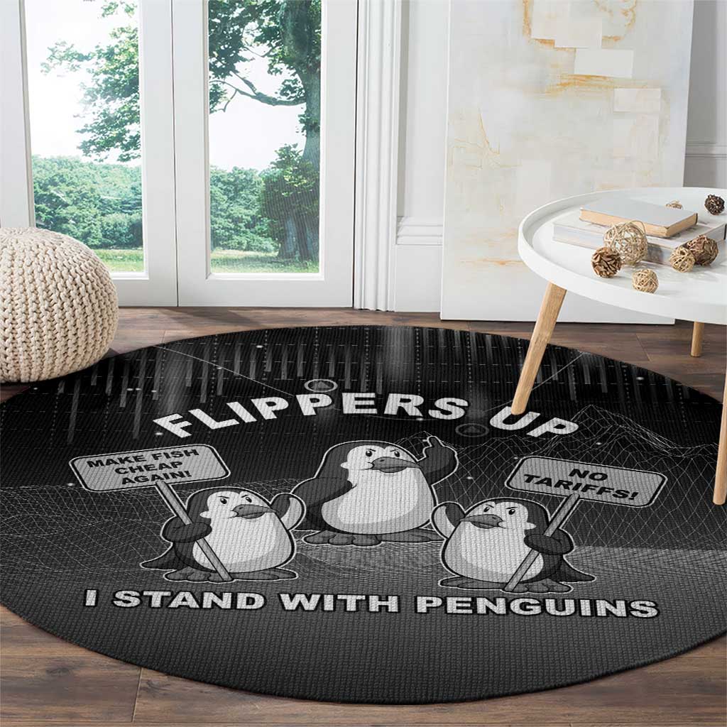 Funny Penguin Resist Round Carpet Flippers Up I Stand With Penguins