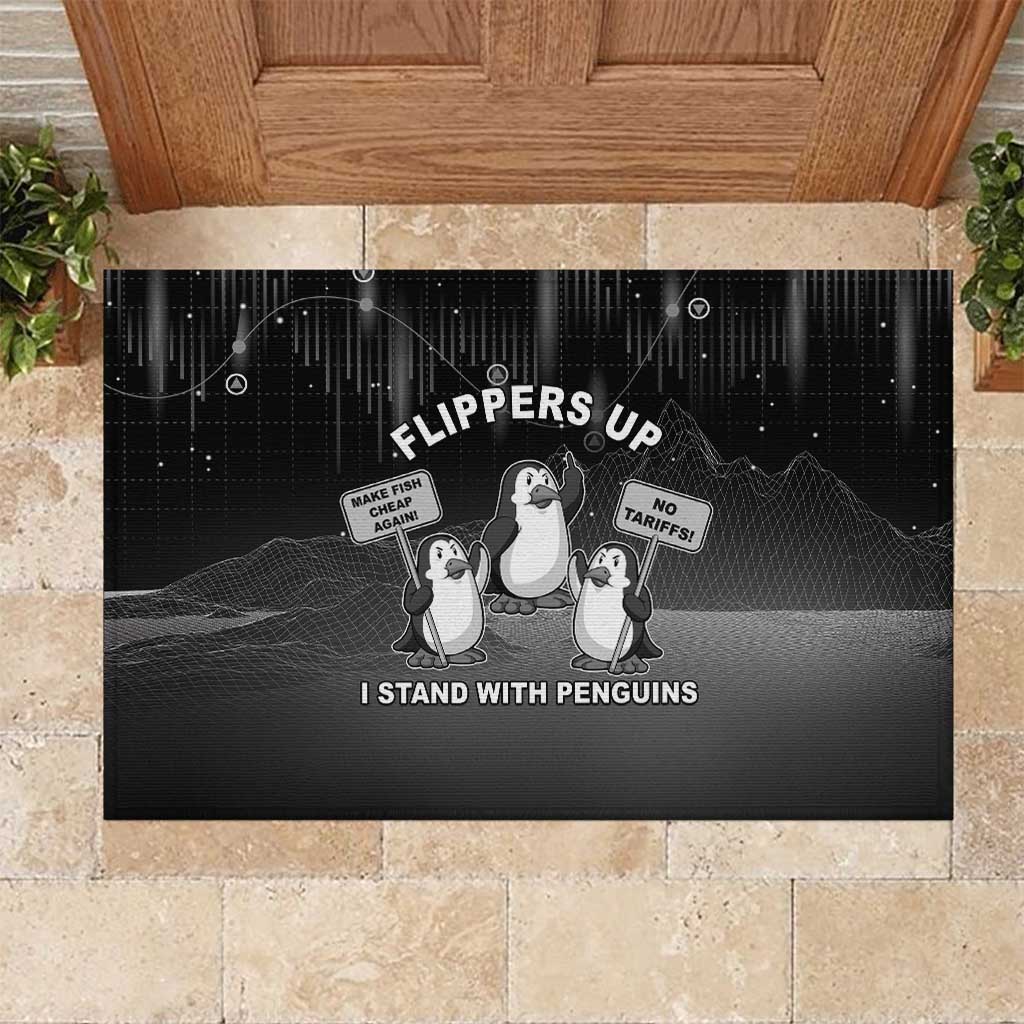 Funny Penguin Resist Rubber Doormat Flippers Up I Stand With Penguins