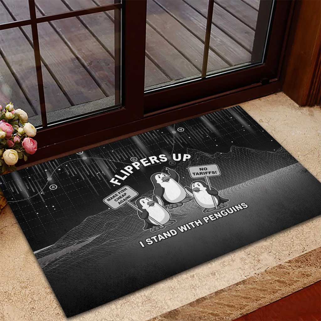 Funny Penguin Resist Rubber Doormat Flippers Up I Stand With Penguins