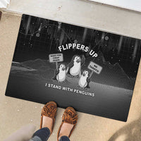 Funny Penguin Resist Rubber Doormat Flippers Up I Stand With Penguins