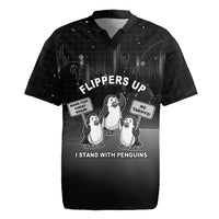 Funny Penguin Resist Rugby Jersey Flippers Up I Stand With Penguins