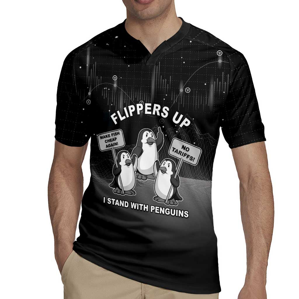 Funny Penguin Resist Rugby Jersey Flippers Up I Stand With Penguins