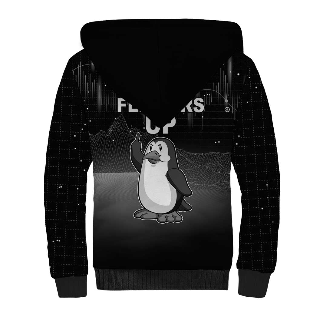Funny Penguin Resist Sherpa Hoodie Flippers Up I Stand With Penguins