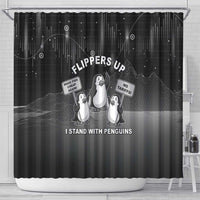 Funny Penguin Resist Shower Curtain Flippers Up I Stand With Penguins