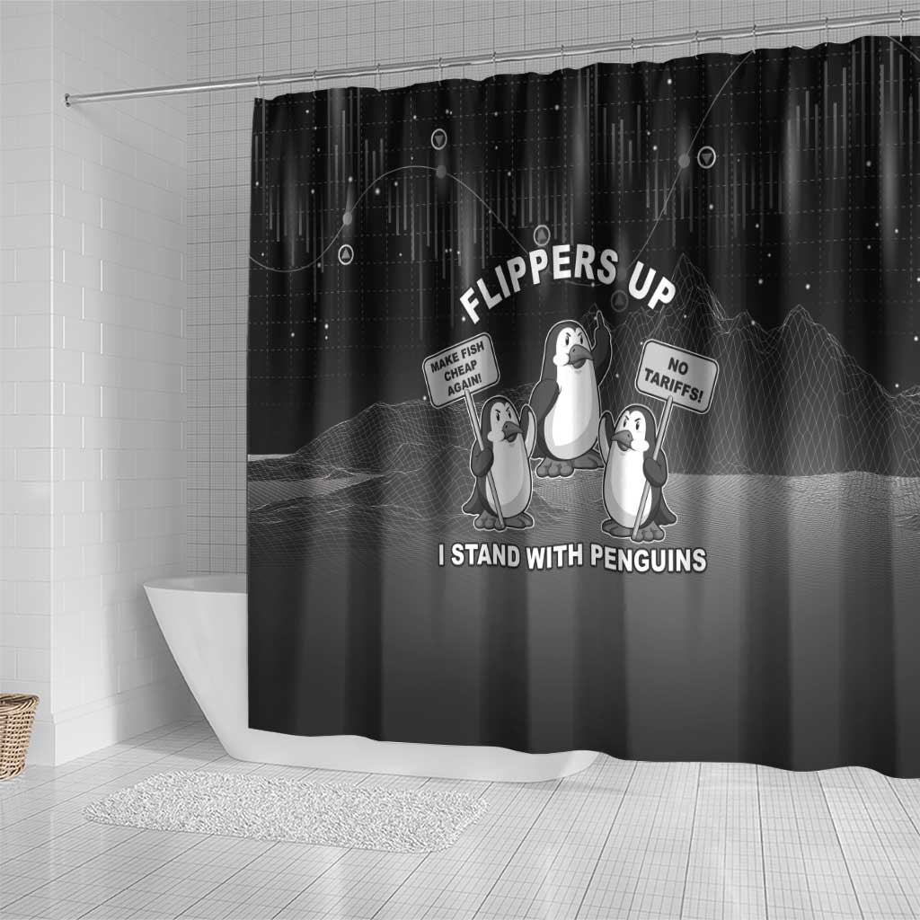 Funny Penguin Resist Shower Curtain Flippers Up I Stand With Penguins