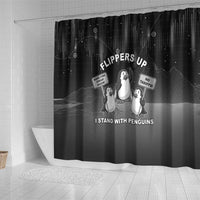 Funny Penguin Resist Shower Curtain Flippers Up I Stand With Penguins
