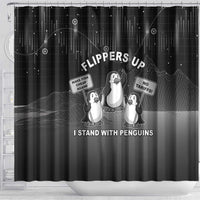 Funny Penguin Resist Shower Curtain Flippers Up I Stand With Penguins