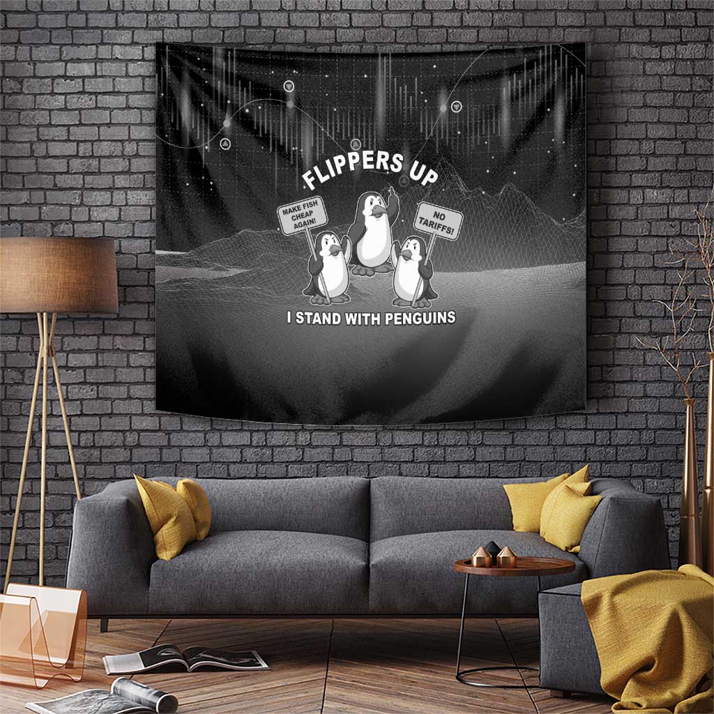 Funny Penguin Resist Tapestry Flippers Up I Stand With Penguins