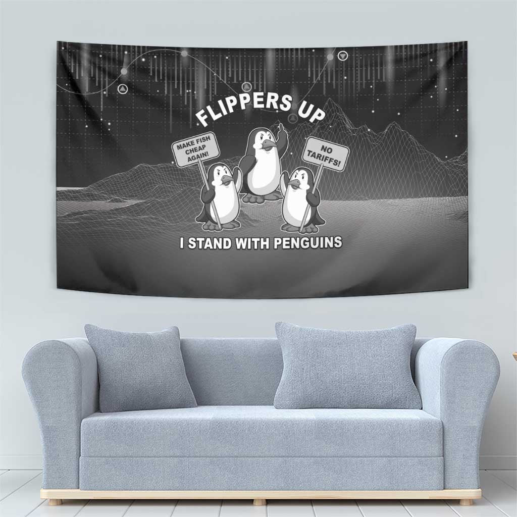 Funny Penguin Resist Tapestry Flippers Up I Stand With Penguins