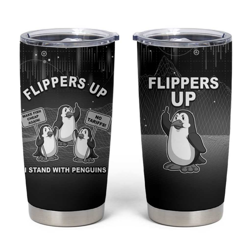 Funny Penguin Resist Tumbler Cup Flippers Up I Stand With Penguins