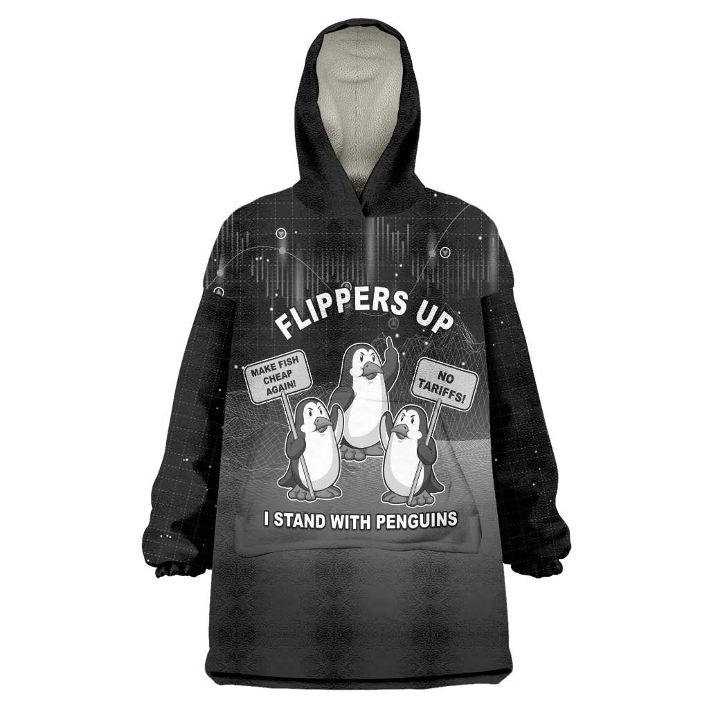 Funny Penguin Resist Wearable Blanket Hoodie Flippers Up I Stand With Penguins