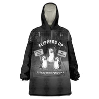 Funny Penguin Resist Wearable Blanket Hoodie Flippers Up I Stand With Penguins