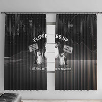 Funny Penguin Resist Window Curtain Flippers Up I Stand With Penguins