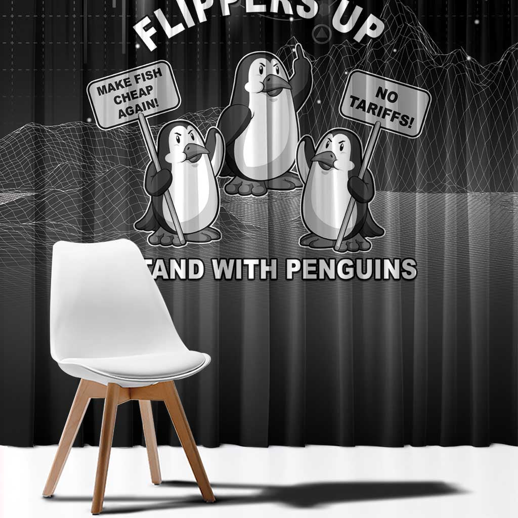 Funny Penguin Resist Window Curtain Flippers Up I Stand With Penguins
