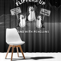 Funny Penguin Resist Window Curtain Flippers Up I Stand With Penguins