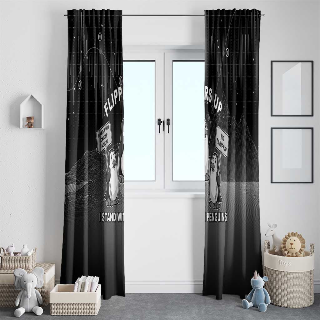 Funny Penguin Resist Window Curtain Flippers Up I Stand With Penguins