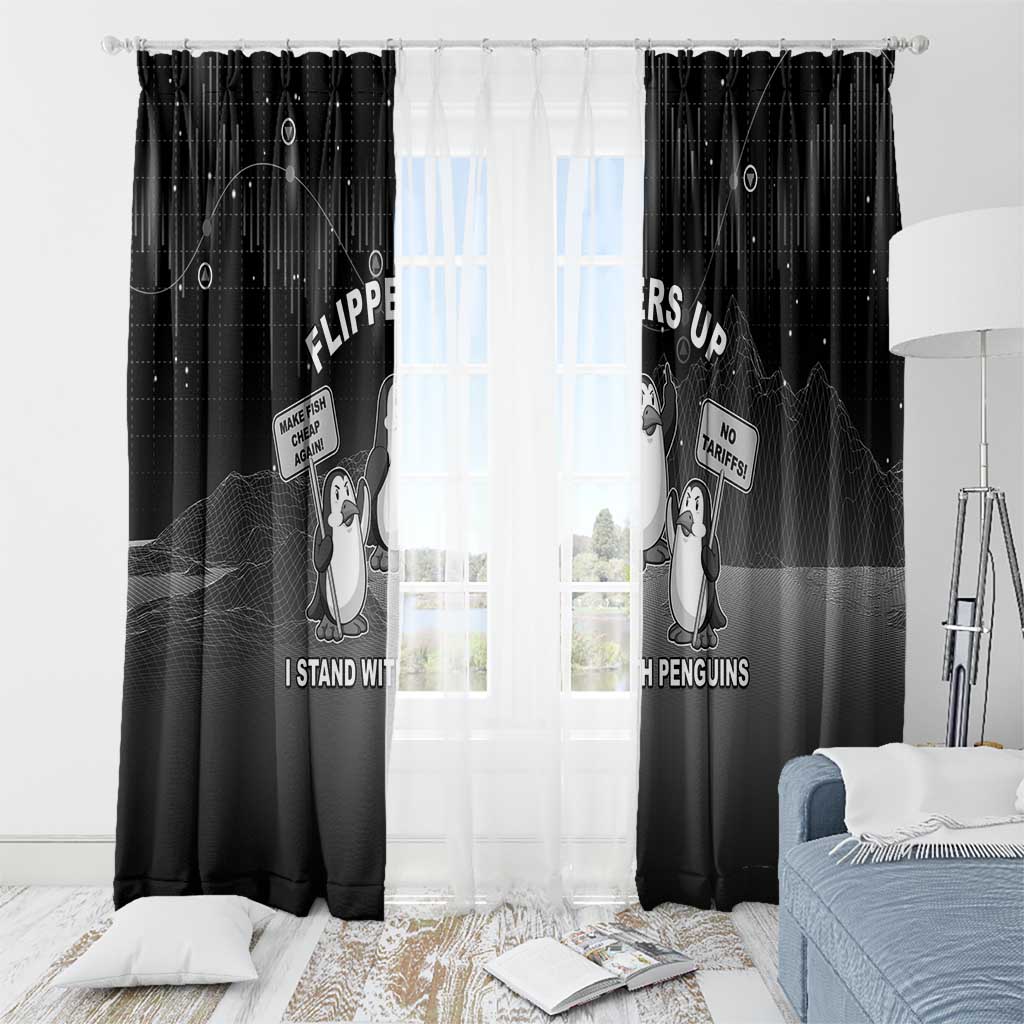 Funny Penguin Resist Window Curtain Flippers Up I Stand With Penguins