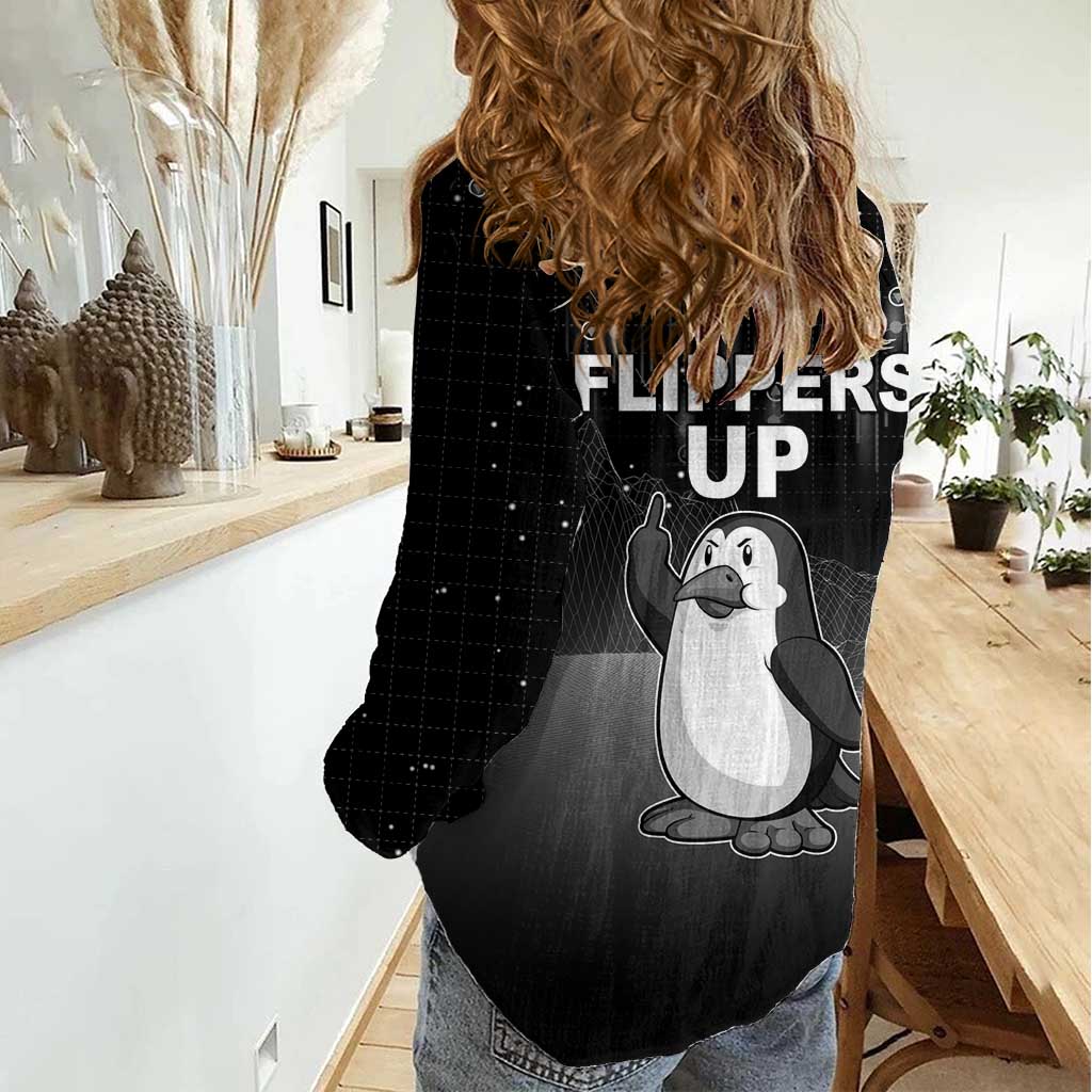 Funny Penguin Resist Women Casual Shirt Flippers Up I Stand With Penguins