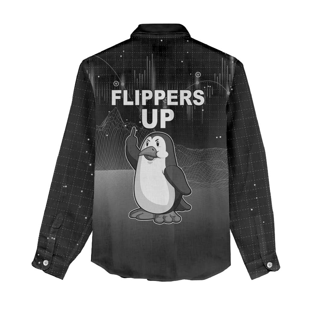 Funny Penguin Resist Women Casual Shirt Flippers Up I Stand With Penguins