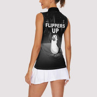 Funny Penguin Resist Women Sleeveless Polo Shirt Flippers Up I Stand With Penguins