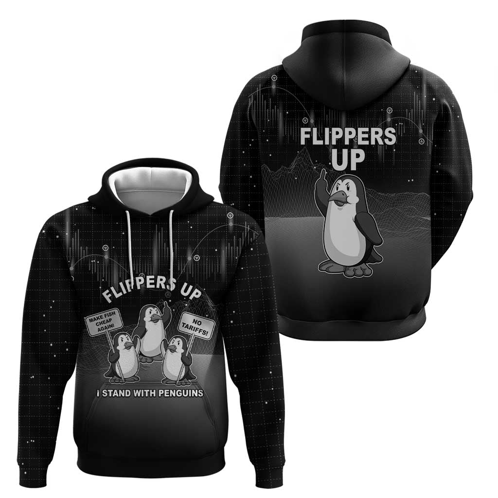 Funny Penguin Resist Zip Hoodie Flippers Up I Stand With Penguins