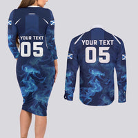 Scotland Rugby Custom Couples Matching Long Sleeve Bodycon Dress and Long Sleeve Button Shirt Go Scottish Thistle Unique Style