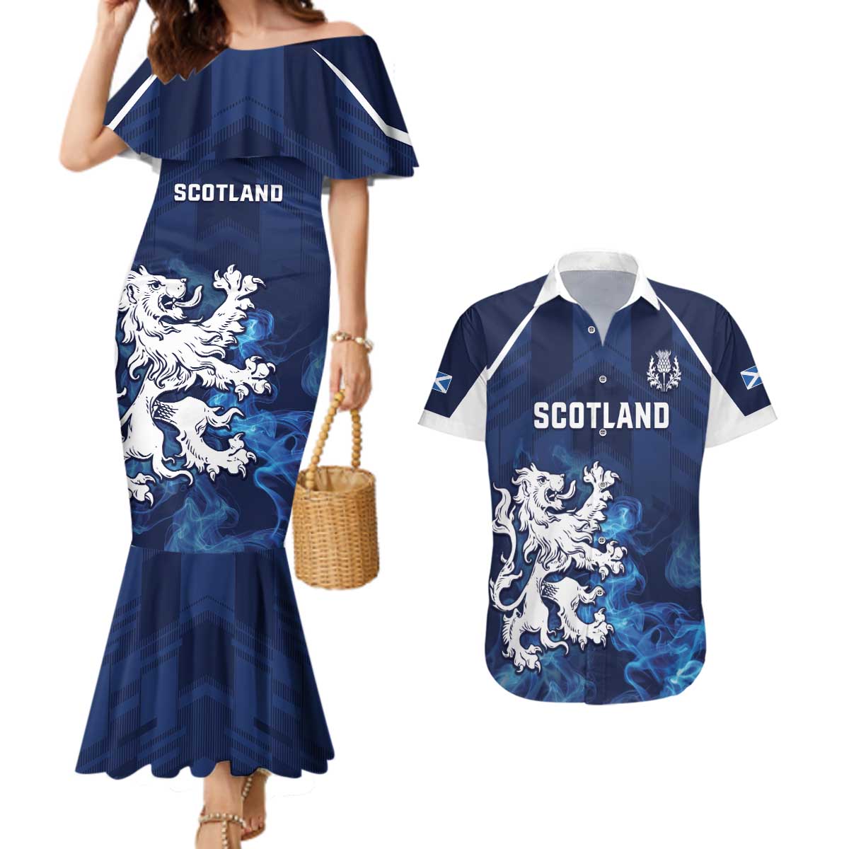 Scotland Rugby Custom Couples Matching Mermaid Dress and Hawaiian Shirt Go Scottish Thistle Unique Style