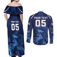 Scotland Rugby Custom Couples Matching Off Shoulder Maxi Dress and Long Sleeve Button Shirt Go Scottish Thistle Unique Style