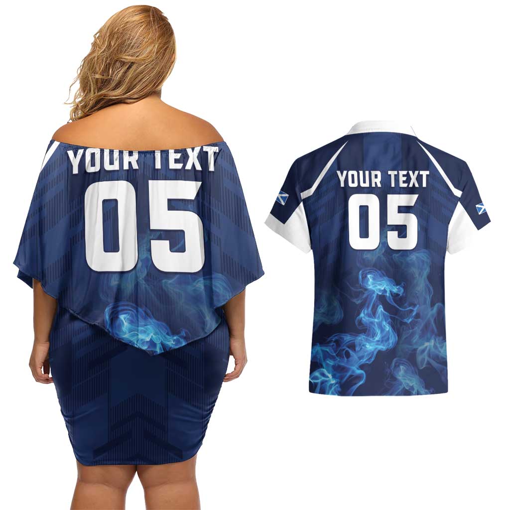 Scotland Rugby Custom Couples Matching Off Shoulder Short Dress and Hawaiian Shirt Go Scottish Thistle Unique Style