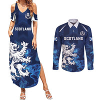 Scotland Rugby Custom Couples Matching Summer Maxi Dress and Long Sleeve Button Shirt Go Scottish Thistle Unique Style