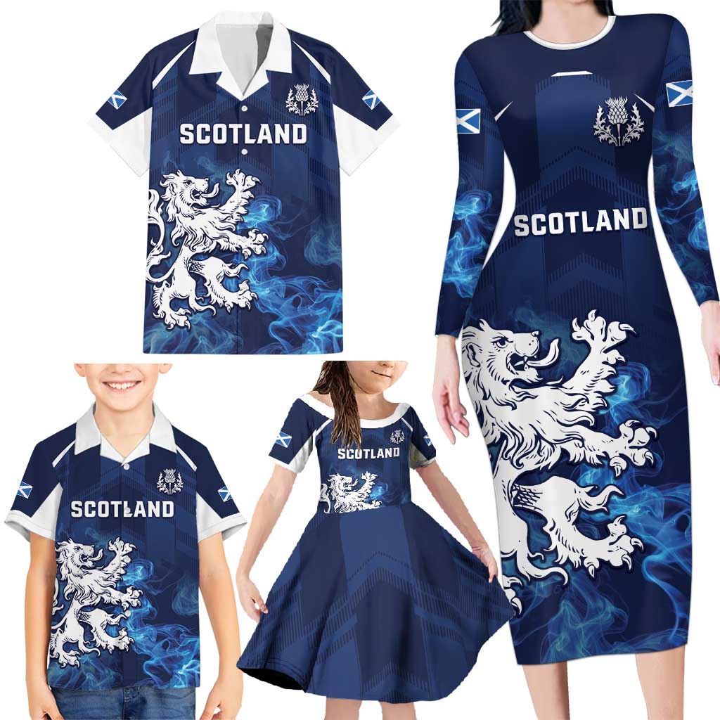 Scotland Rugby Custom Family Matching Long Sleeve Bodycon Dress and Hawaiian Shirt Go Scottish Thistle Unique Style