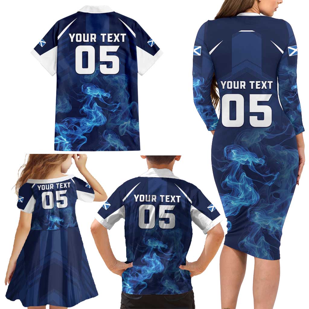 Scotland Rugby Custom Family Matching Long Sleeve Bodycon Dress and Hawaiian Shirt Go Scottish Thistle Unique Style