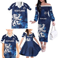 Scotland Rugby Custom Family Matching Off The Shoulder Long Sleeve Dress and Hawaiian Shirt Go Scottish Thistle Unique Style