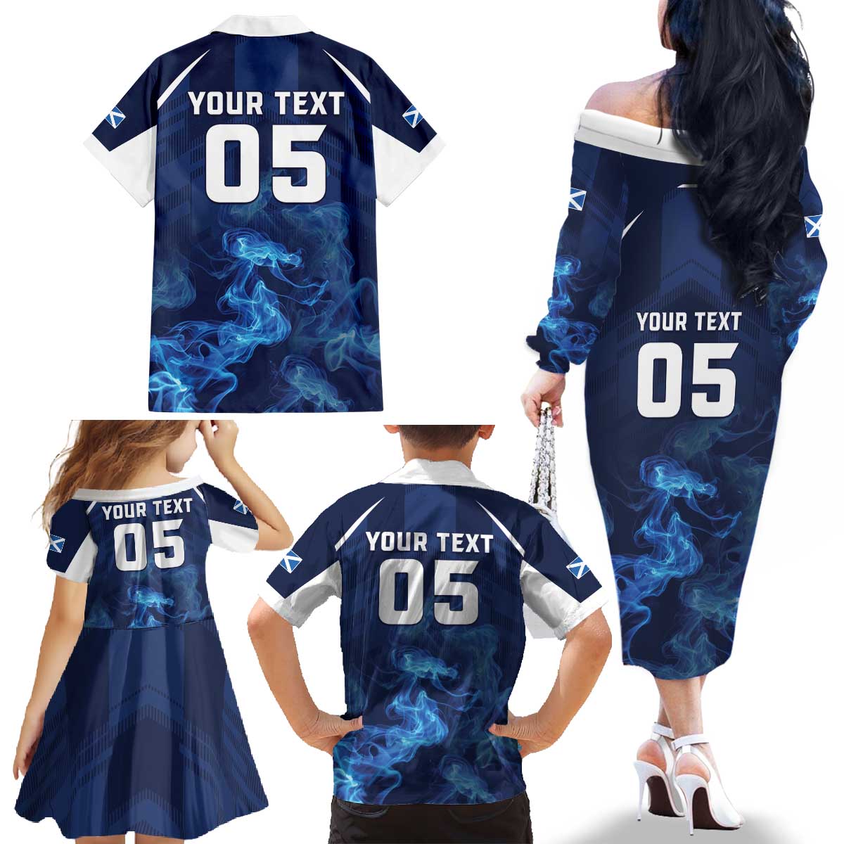 Scotland Rugby Custom Family Matching Off The Shoulder Long Sleeve Dress and Hawaiian Shirt Go Scottish Thistle Unique Style