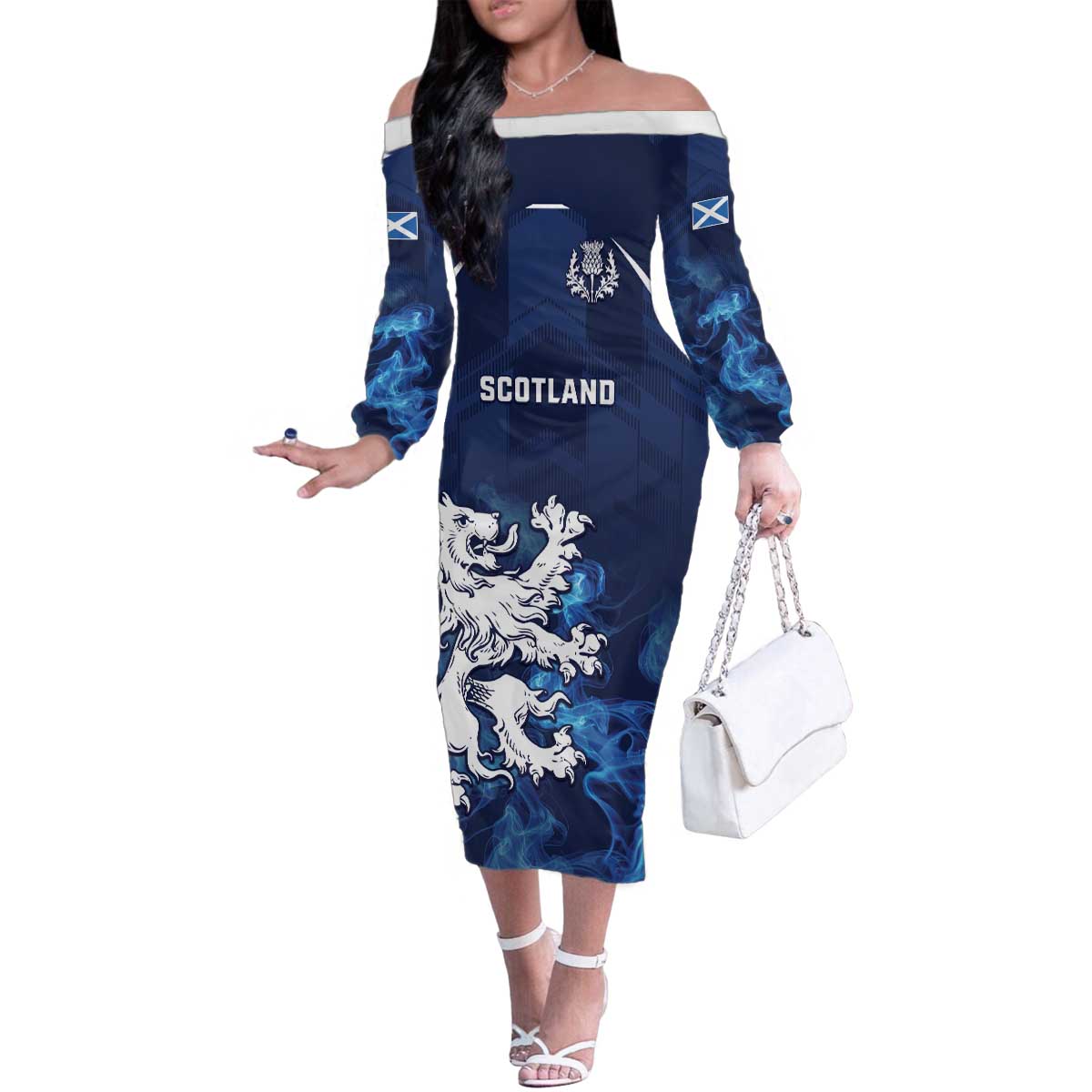 Scotland Rugby Custom Family Matching Off The Shoulder Long Sleeve Dress and Hawaiian Shirt Go Scottish Thistle Unique Style