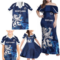 Scotland Rugby Custom Family Matching Off Shoulder Maxi Dress and Hawaiian Shirt Go Scottish Thistle Unique Style