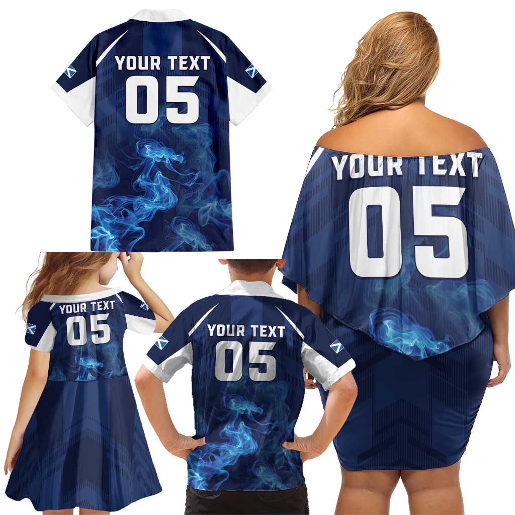 Scotland Rugby Custom Family Matching Off Shoulder Short Dress and Hawaiian Shirt Go Scottish Thistle Unique Style