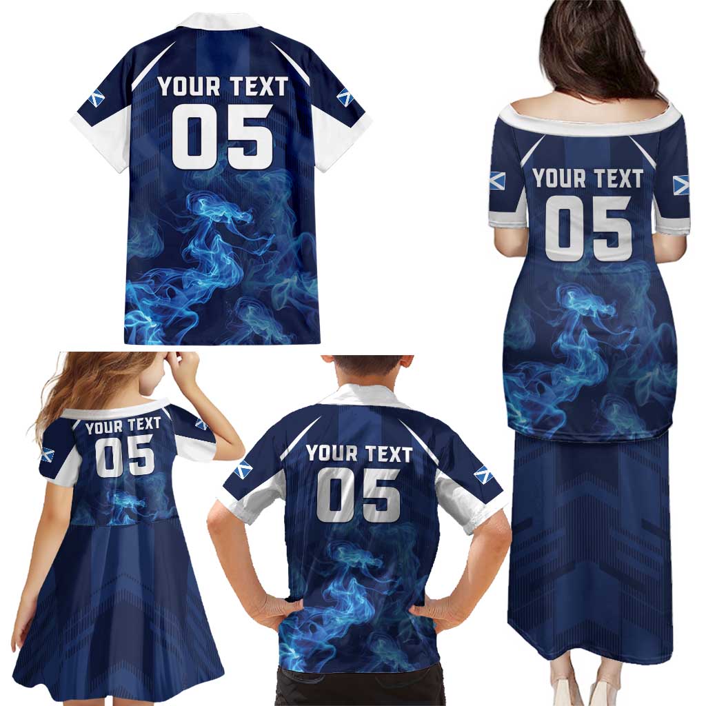 Scotland Rugby Custom Family Matching Puletasi and Hawaiian Shirt Go Scottish Thistle Unique Style
