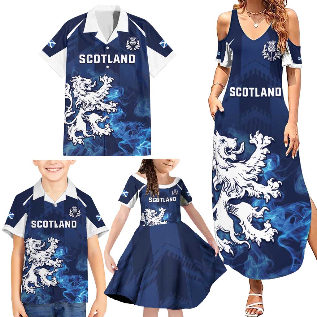 Scotland Rugby Custom Family Matching Summer Maxi Dress and Hawaiian Shirt Go Scottish Thistle Unique Style