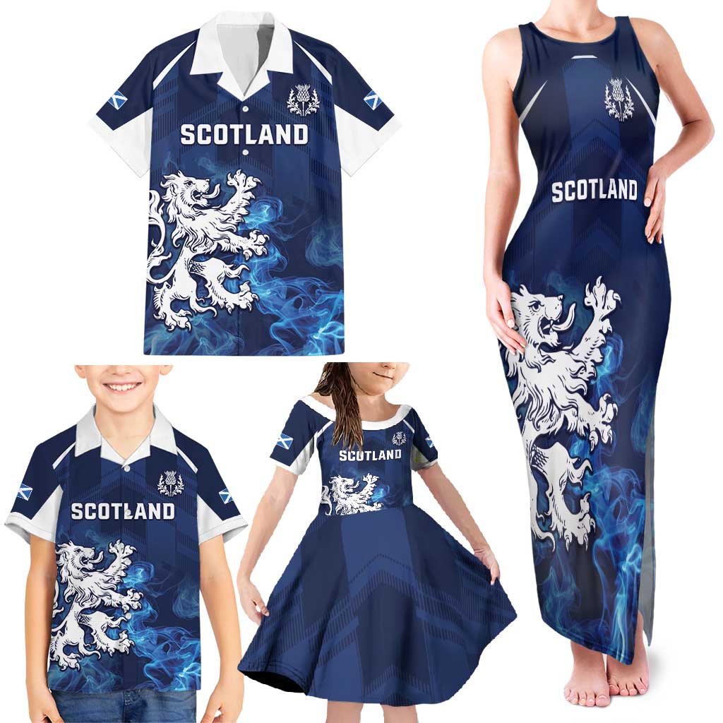 Scotland Rugby Custom Family Matching Tank Maxi Dress and Hawaiian Shirt Go Scottish Thistle Unique Style