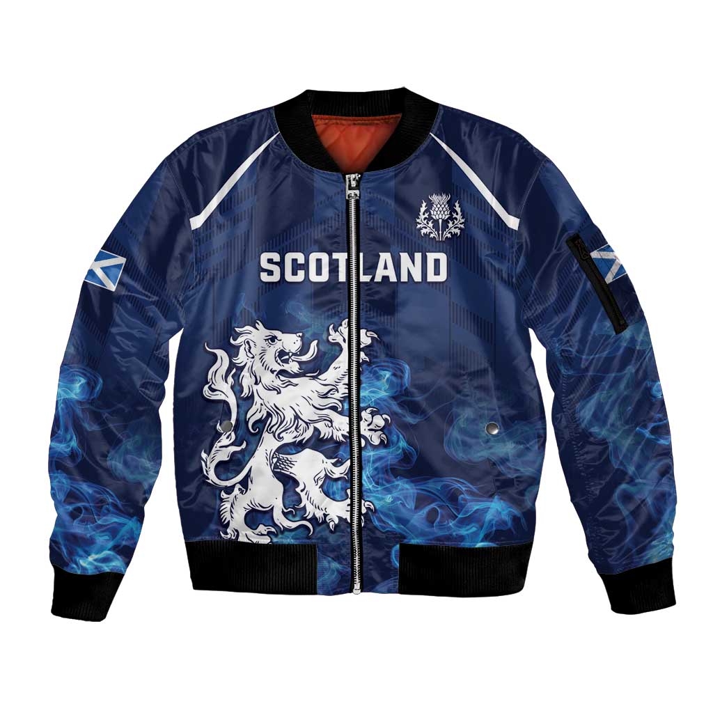 Scotland Rugby Custom Sleeve Zip Bomber Jacket Go Scottish Thistle Unique Style