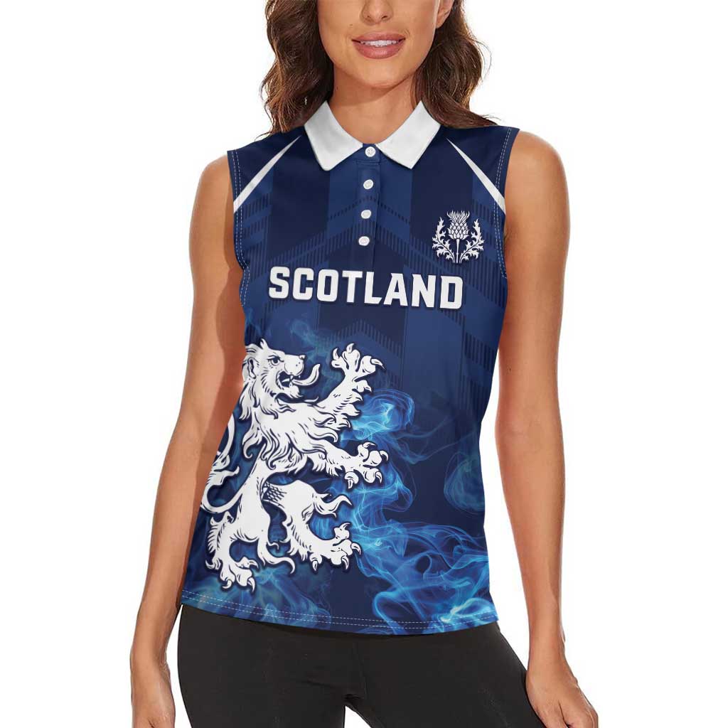 Scotland Rugby Custom Women Sleeveless Polo Shirt Go Scottish Thistle Unique Style