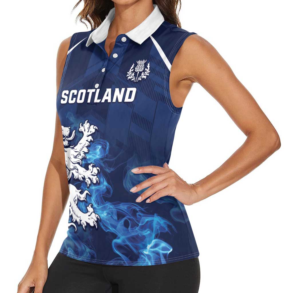Scotland Rugby Custom Women Sleeveless Polo Shirt Go Scottish Thistle Unique Style