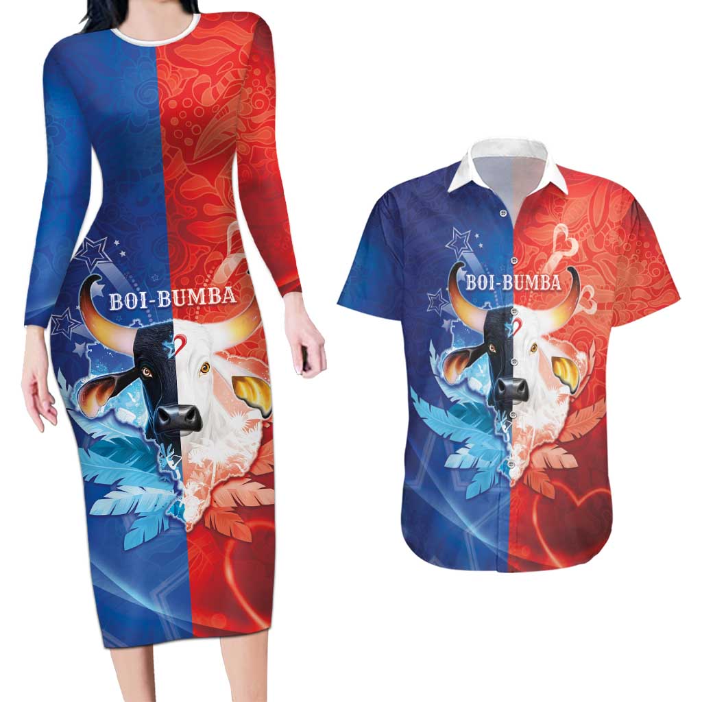 Personalized Brazil Folklore Festival Couples Matching Long Sleeve Bodycon Dress and Hawaiian Shirt Boi Bumba - Wonder Print Shop