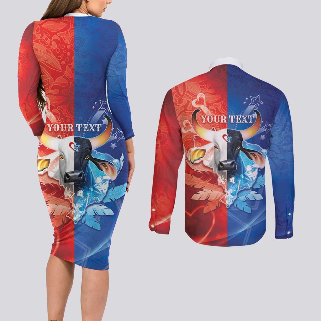 Personalized Brazil Folklore Festival Couples Matching Long Sleeve Bodycon Dress and Long Sleeve Button Shirt Boi Bumba - Wonder Print Shop