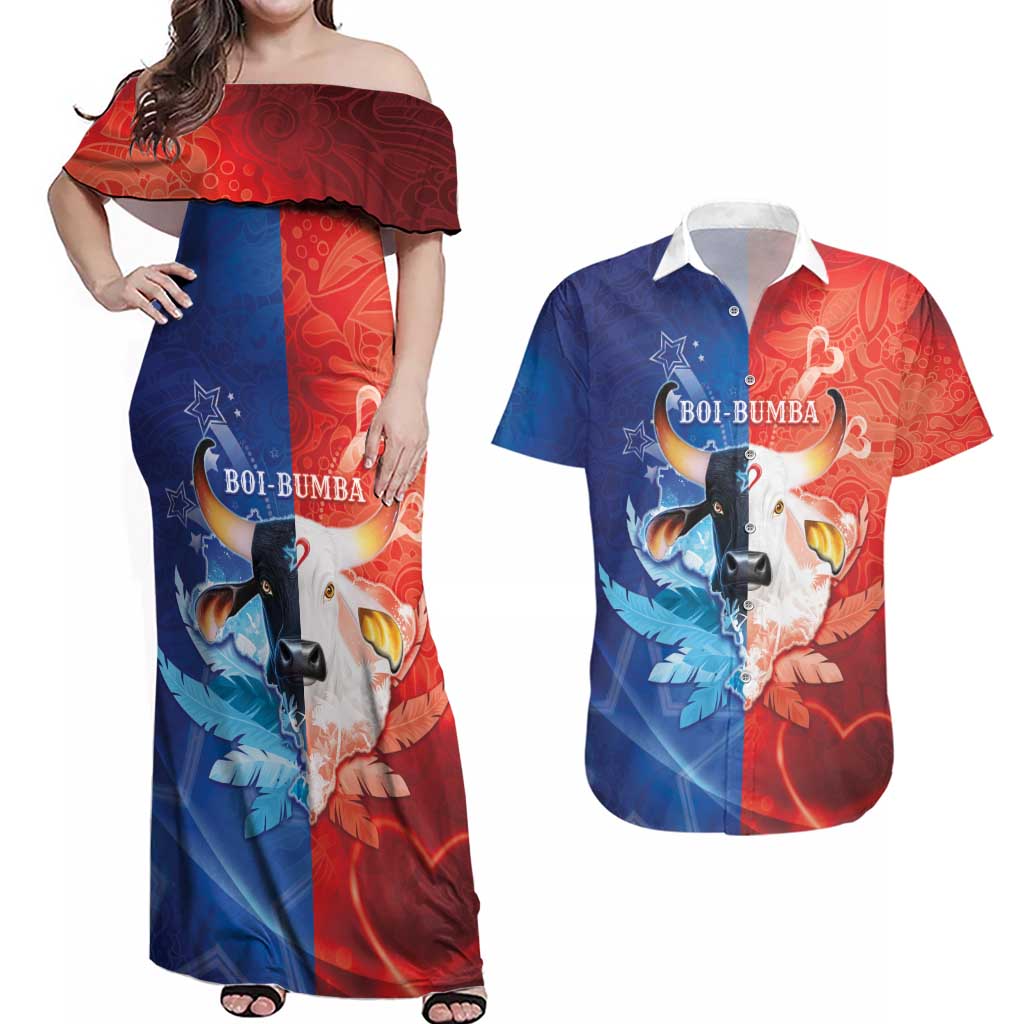 Personalized Brazil Folklore Festival Couples Matching Off Shoulder Maxi Dress and Hawaiian Shirt Boi Bumba - Wonder Print Shop